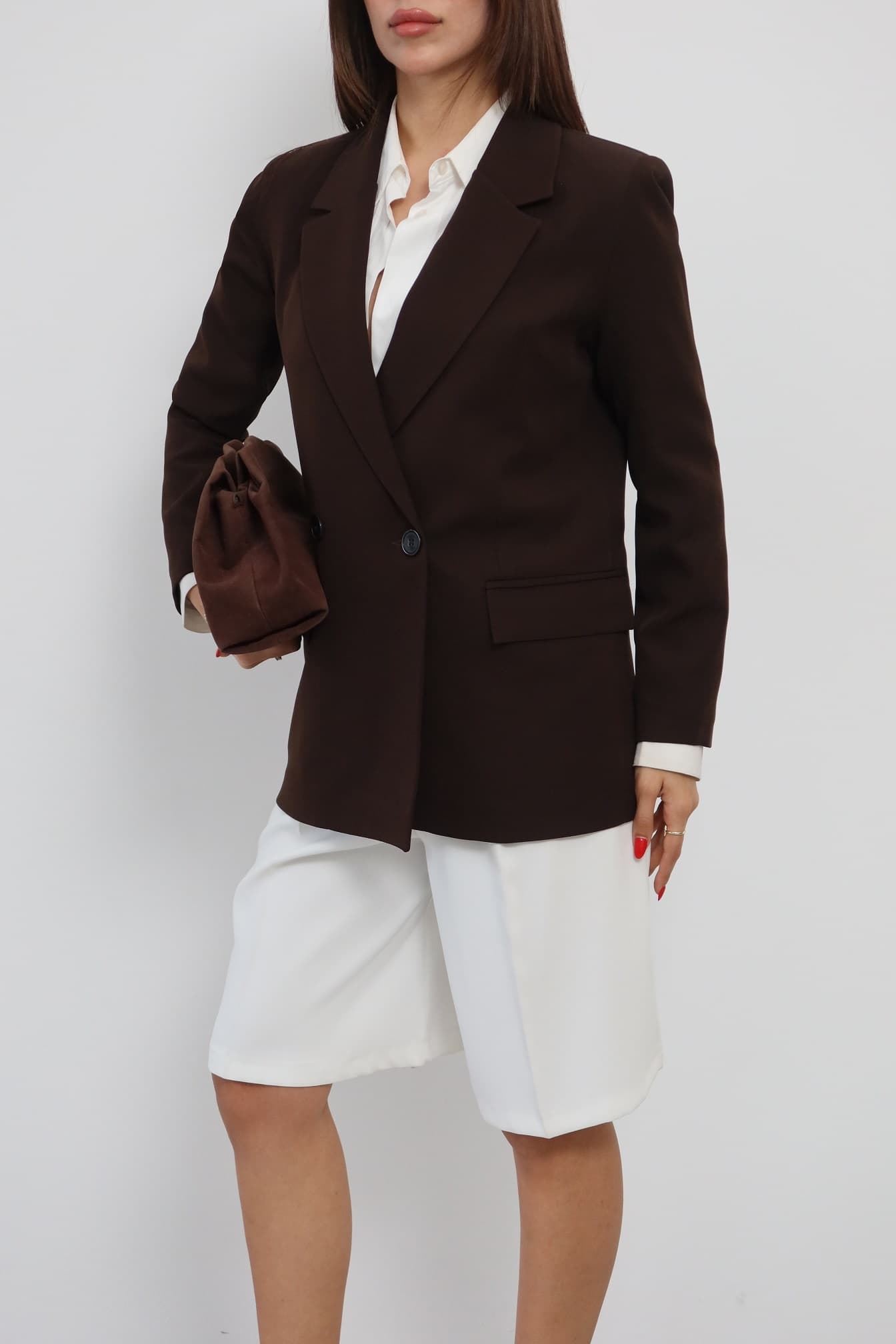 SW Kruvaze Blazer Ceket — Kahverengi — görsel 5