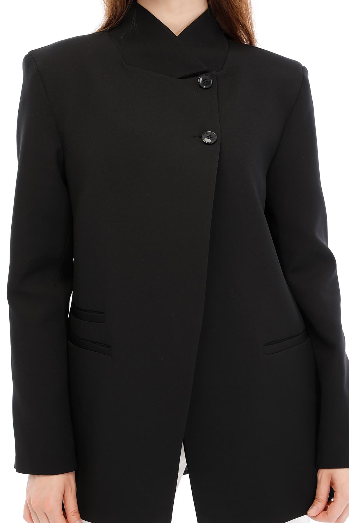 Temiz Kesim Asimetrik Blazer — Siyah — görsel 8